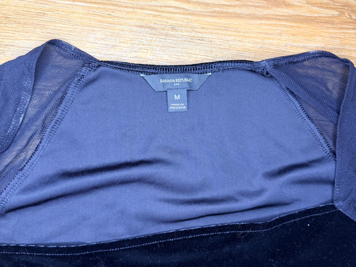 Banana Republic Velvet and Sheer Body Suit, Size M