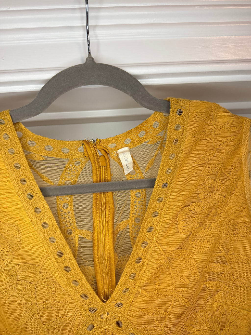 Pink Blush Dress Overlay, Mustard, size S