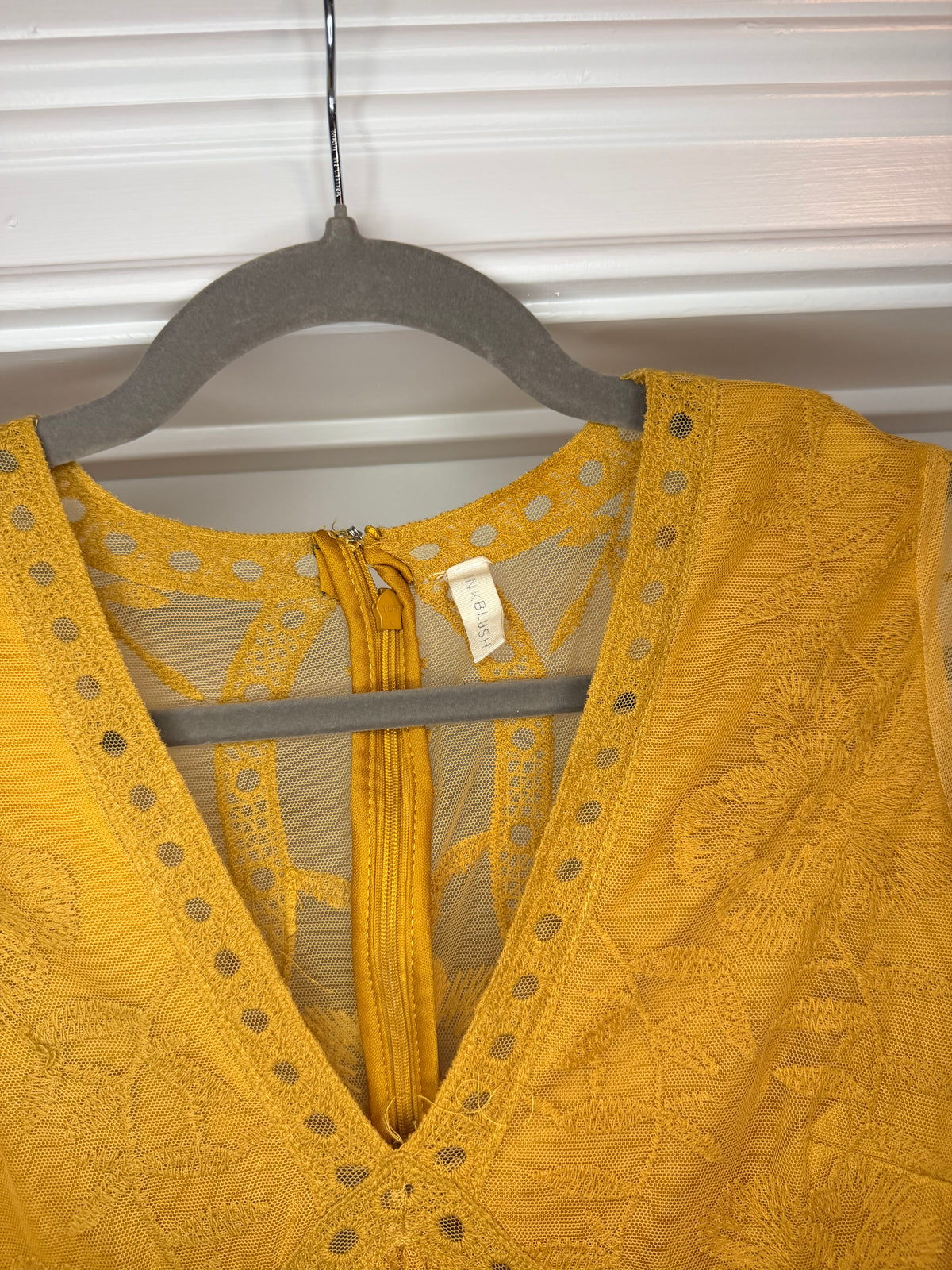 Pink Blush Dress Overlay, Mustard, size S
