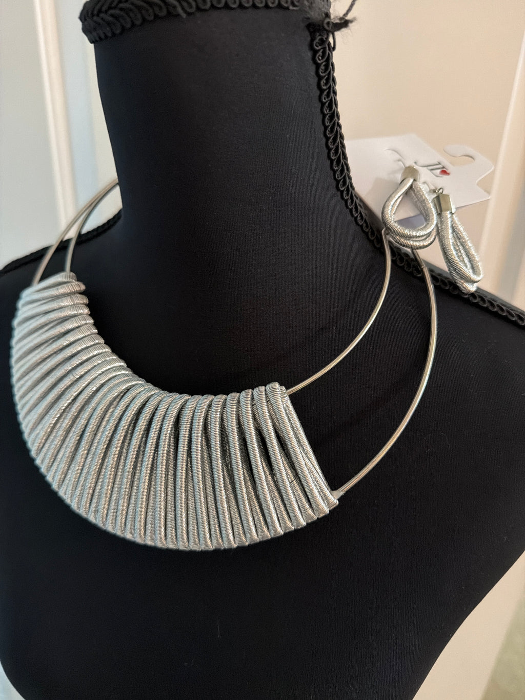 Silver Choker with matching earrings, $10.00