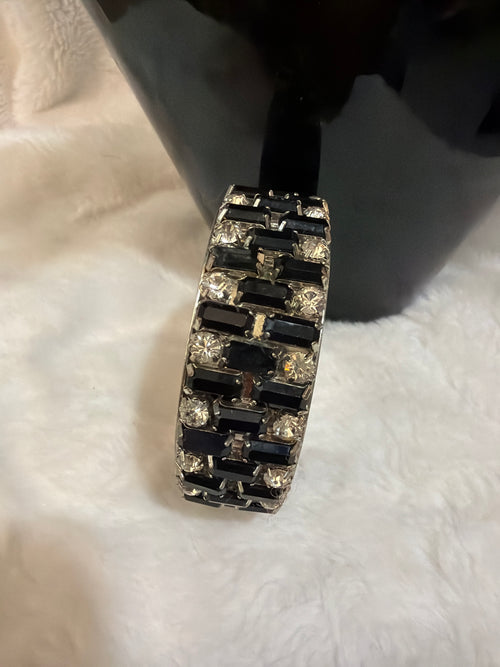 Black and rhinestone metal bracelet, $7.00