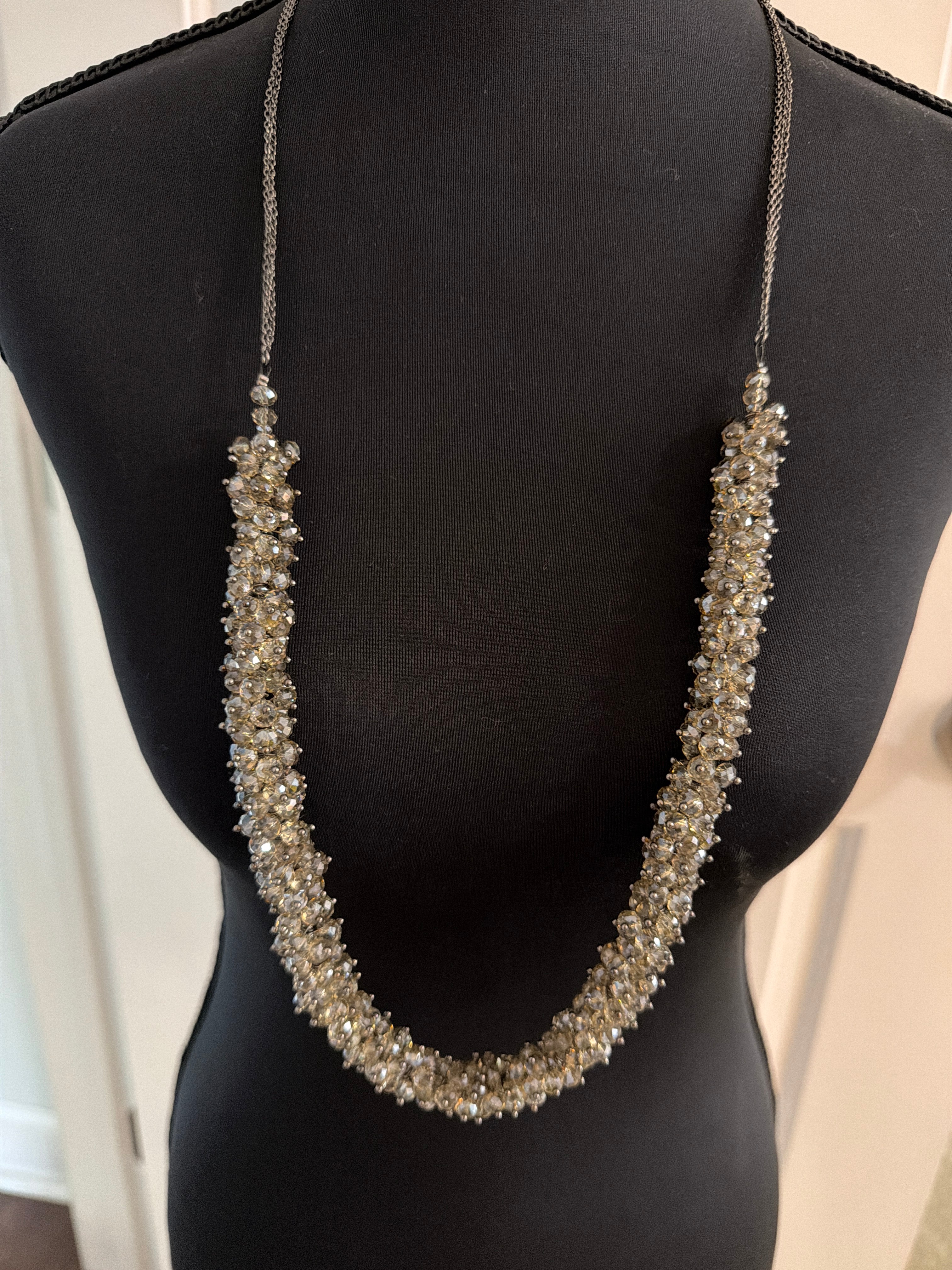 Silver Rhinestone Necklace, 18+ inches, $10.00