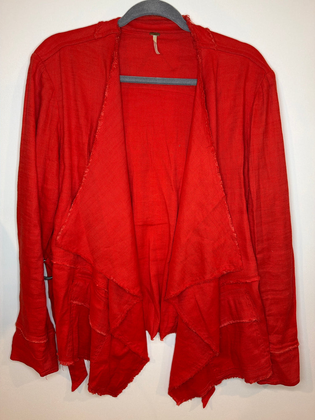 Free People Orange Linen Jacket, Large