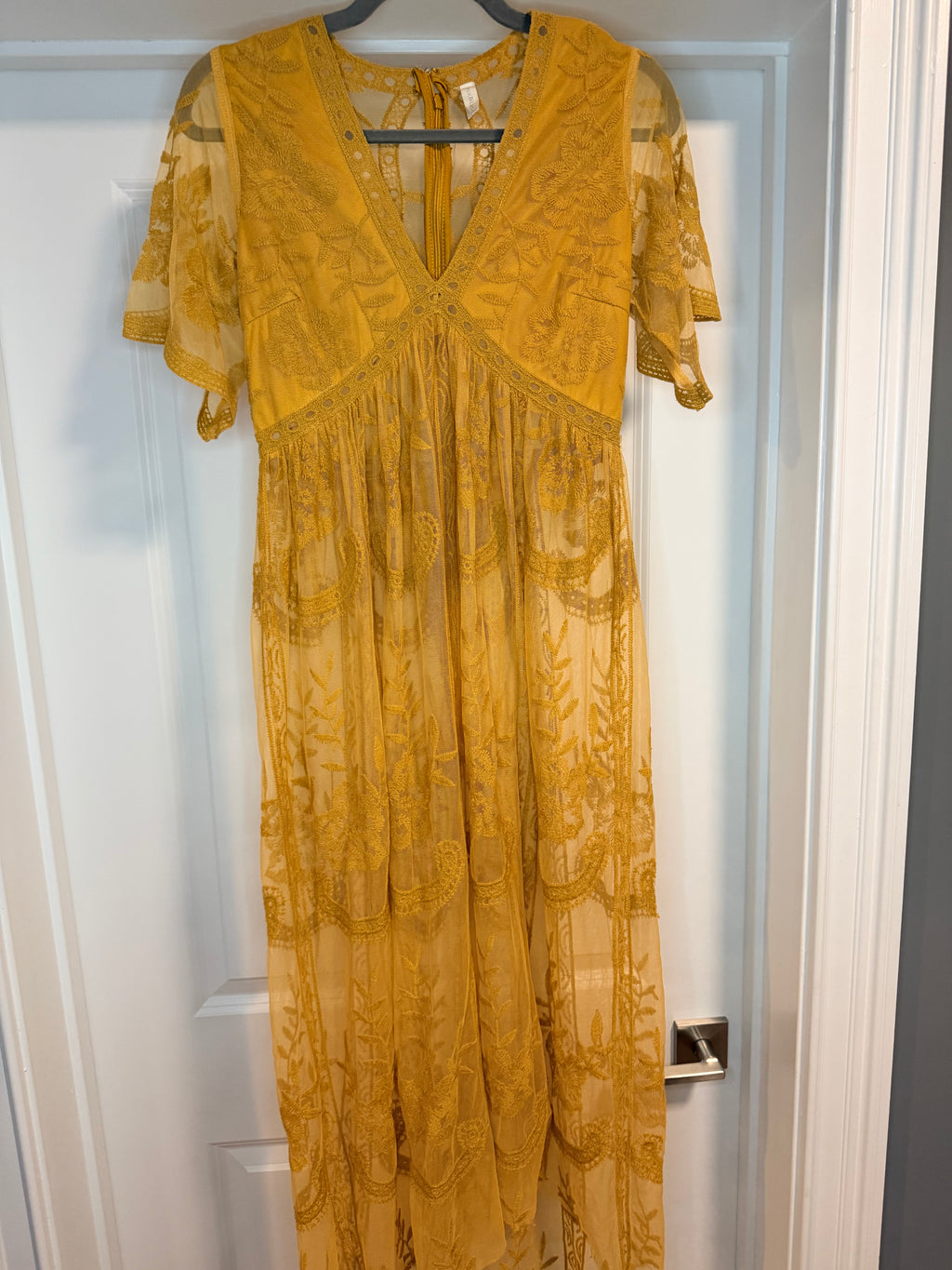 Pink Blush Dress Overlay, Mustard, size S