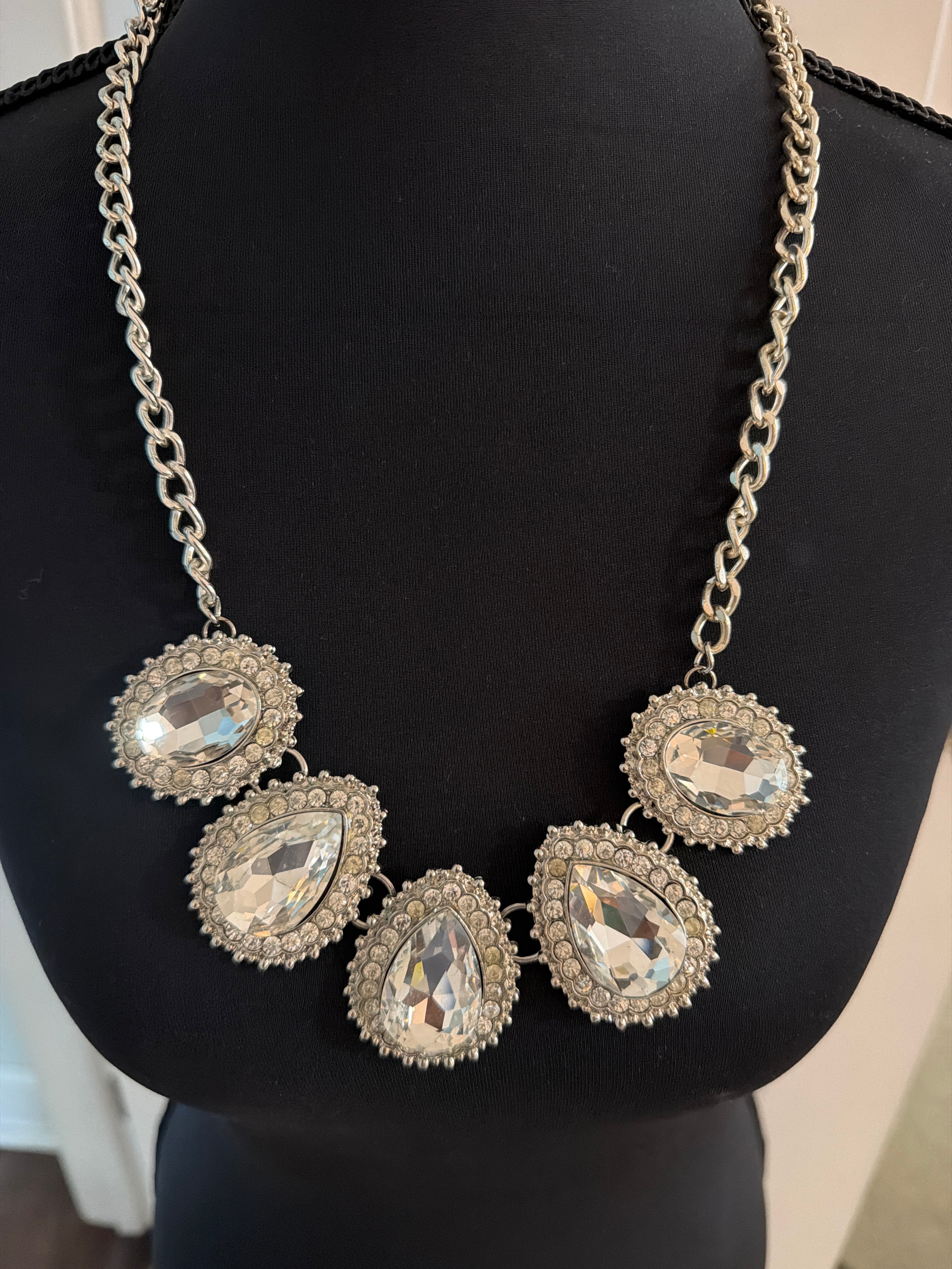 Silver Rhinestone Pendant Necklace, $11.00