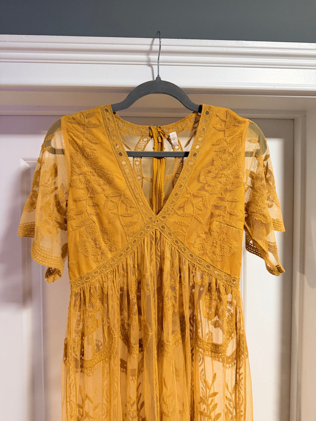 Pink Blush Dress Overlay, Mustard, size S