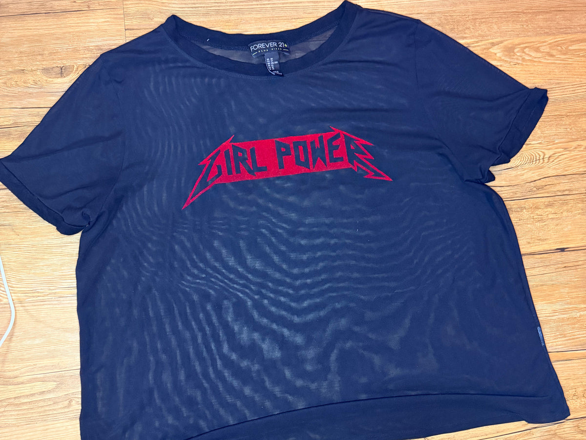 Forever 21 Plus Size Sheer Shirt “Girl Power” Size 3X (feels like XL)