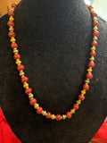 Red and gold glass bead necklace