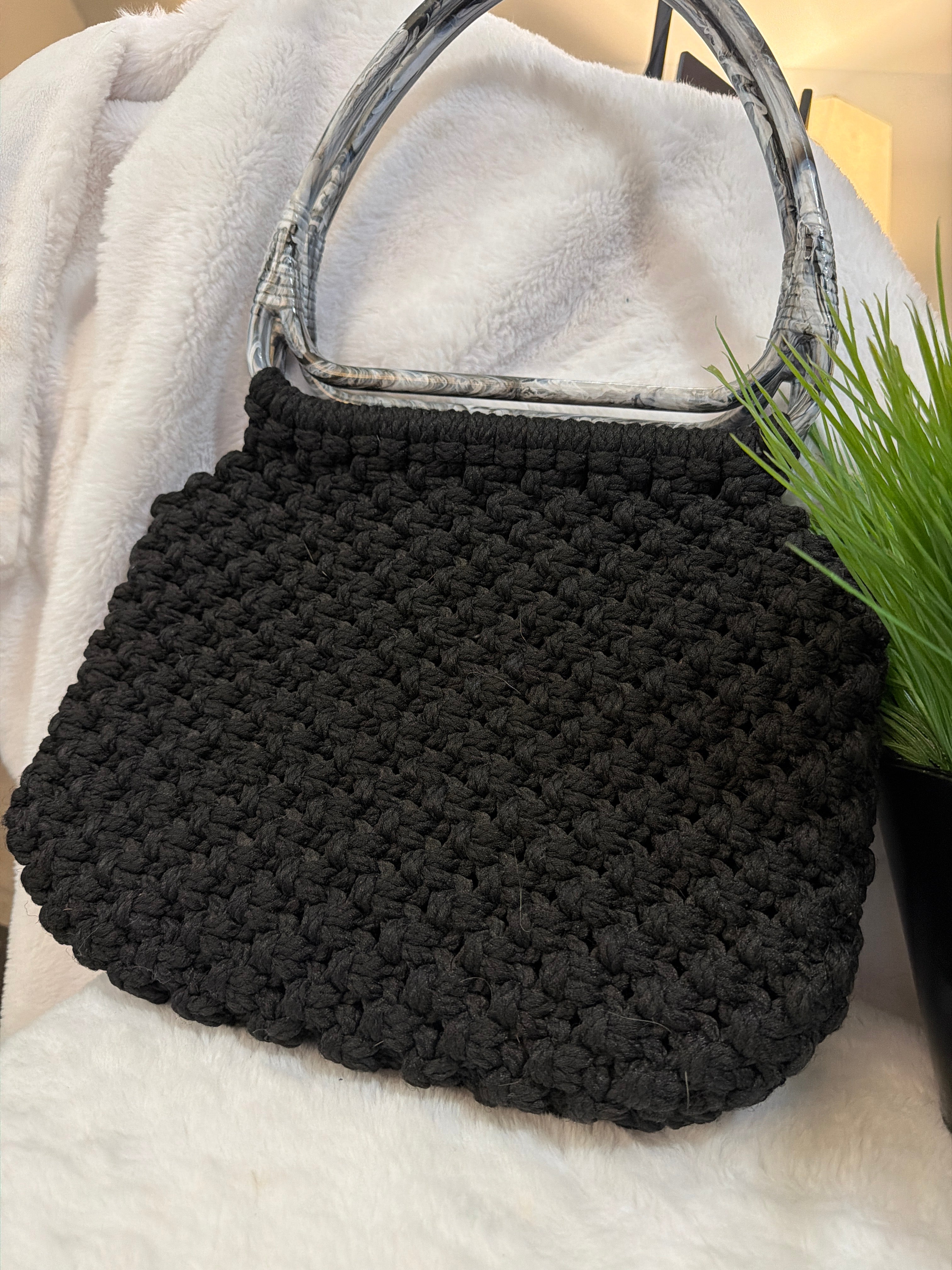 Black and grey stone Maccrome Bag, $25.00