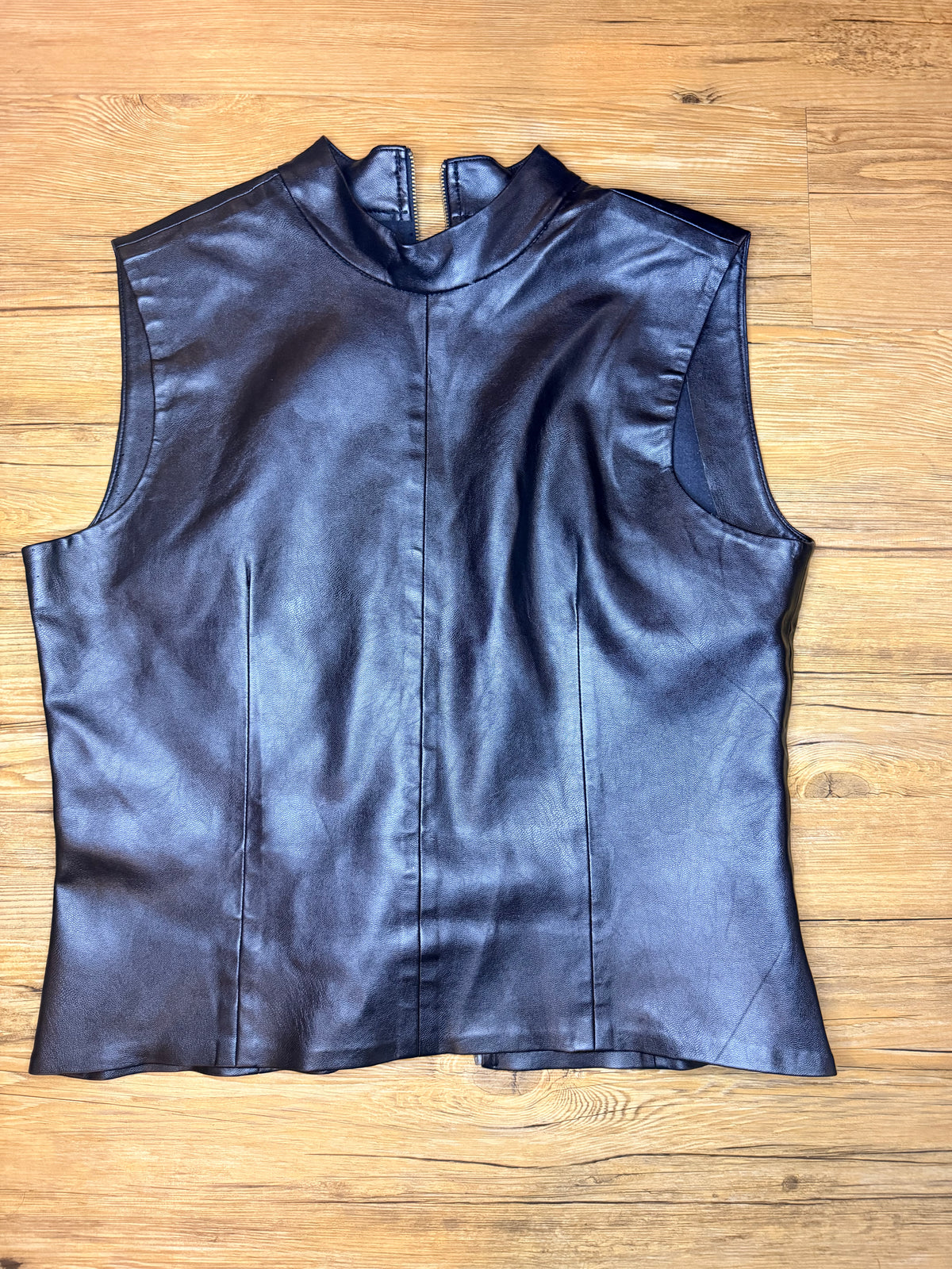 No brand Leather Like Zip Vest, Feels like size M