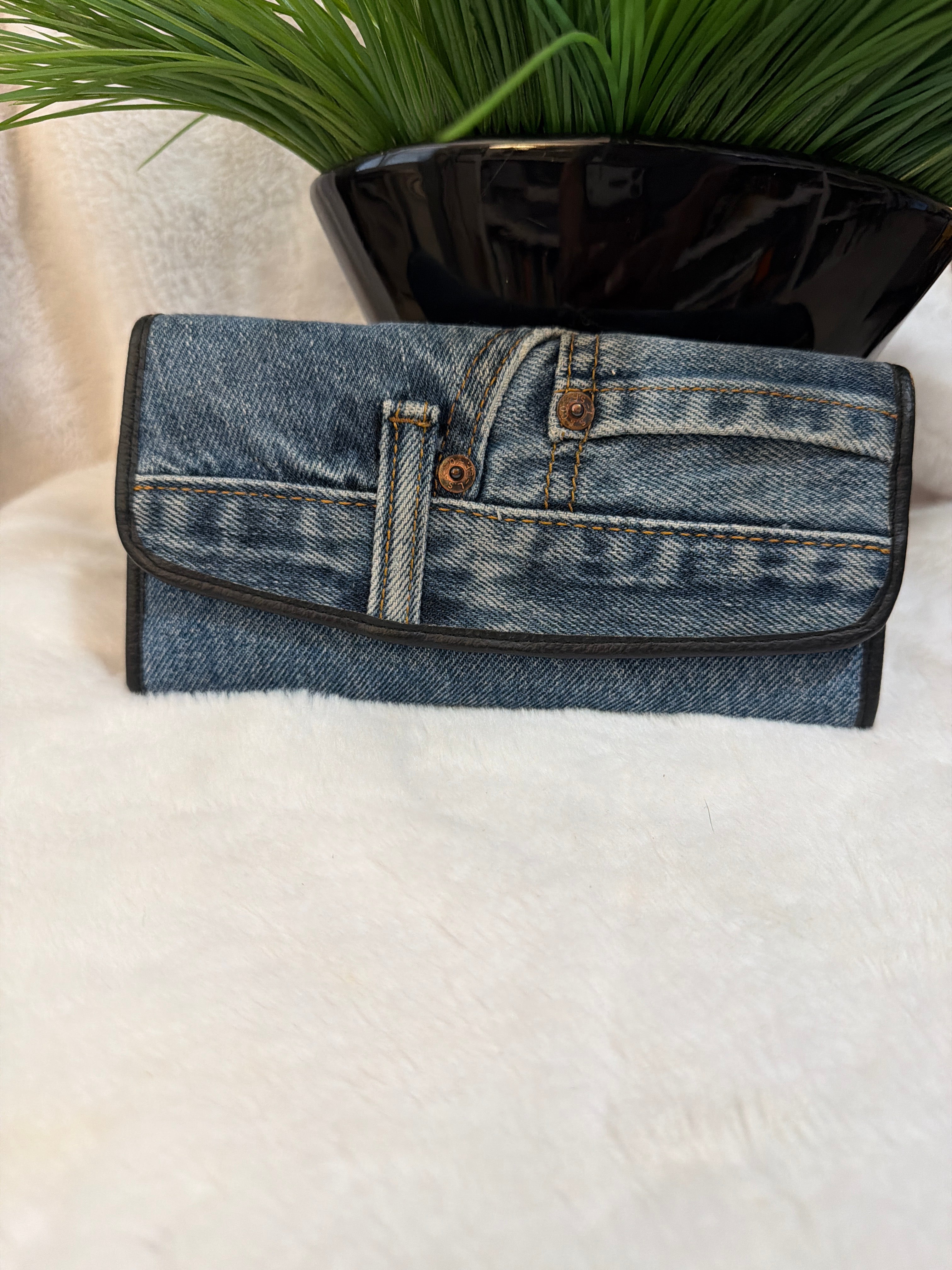 Denim Tri-fold Wallet, $9.00