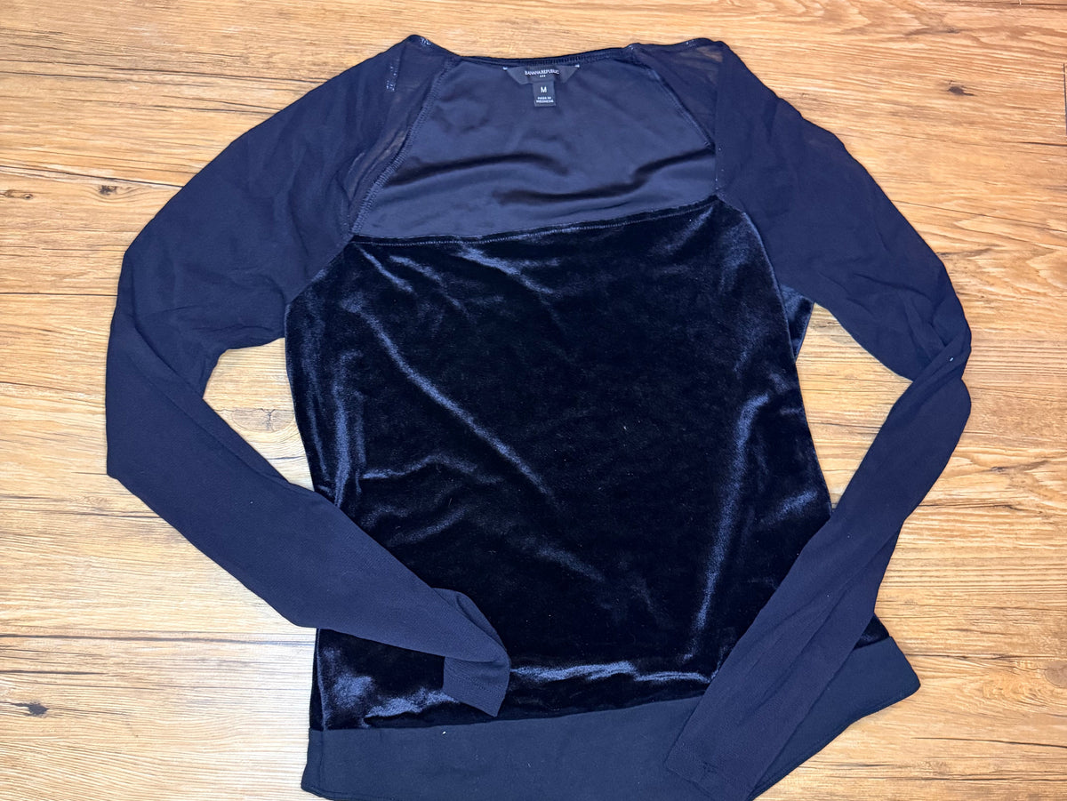 Banana Republic Velvet and Sheer Body Suit, Size M