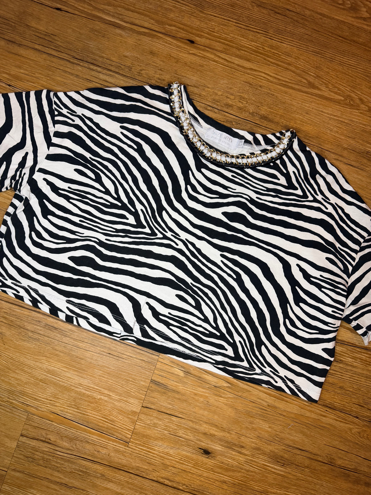Muy Muy Black and white animal print crop top, One Size (feels like M)