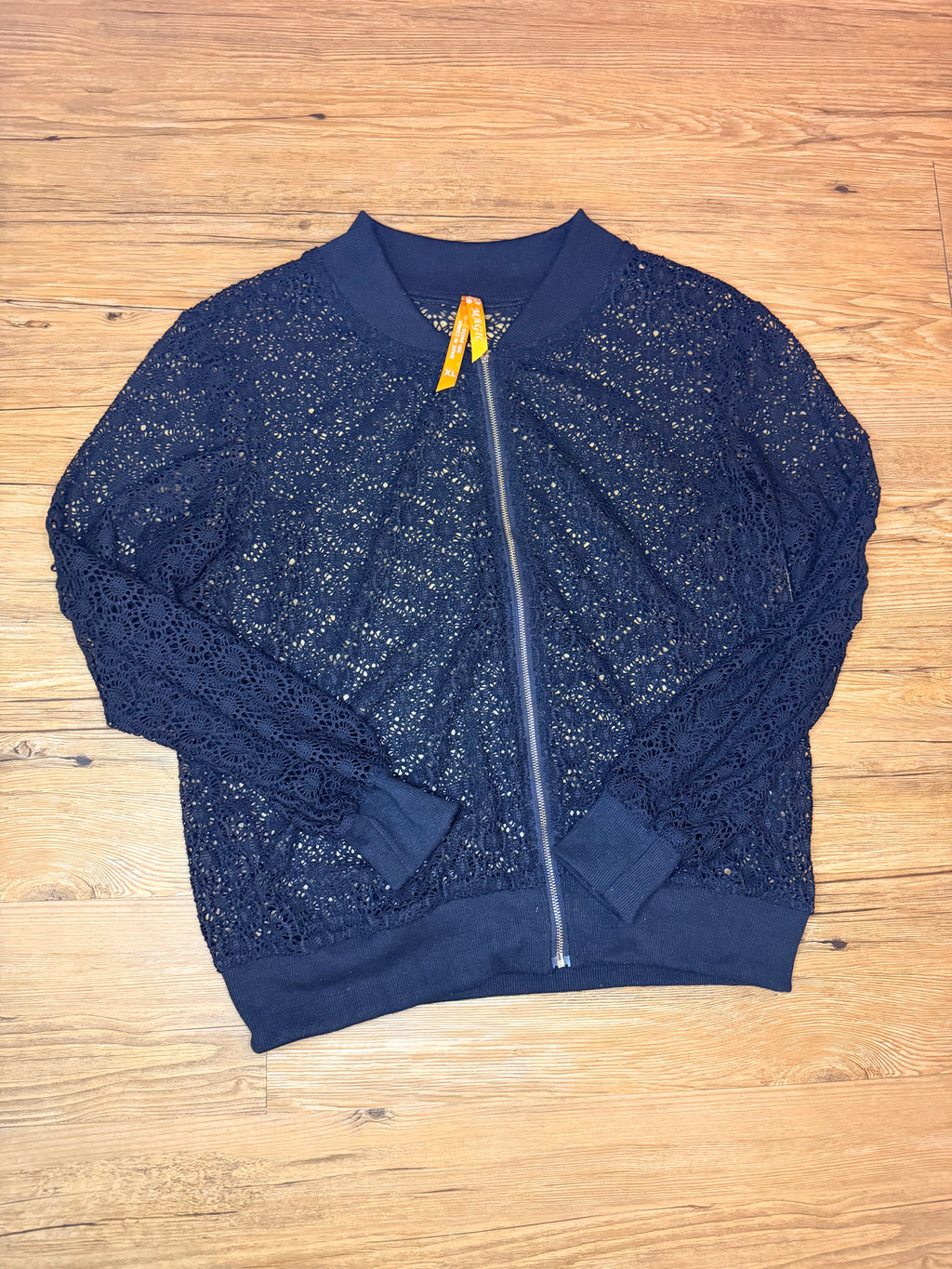 Magic Black Eyelet Jacket. Zip front. Size XL. Feels like M/L