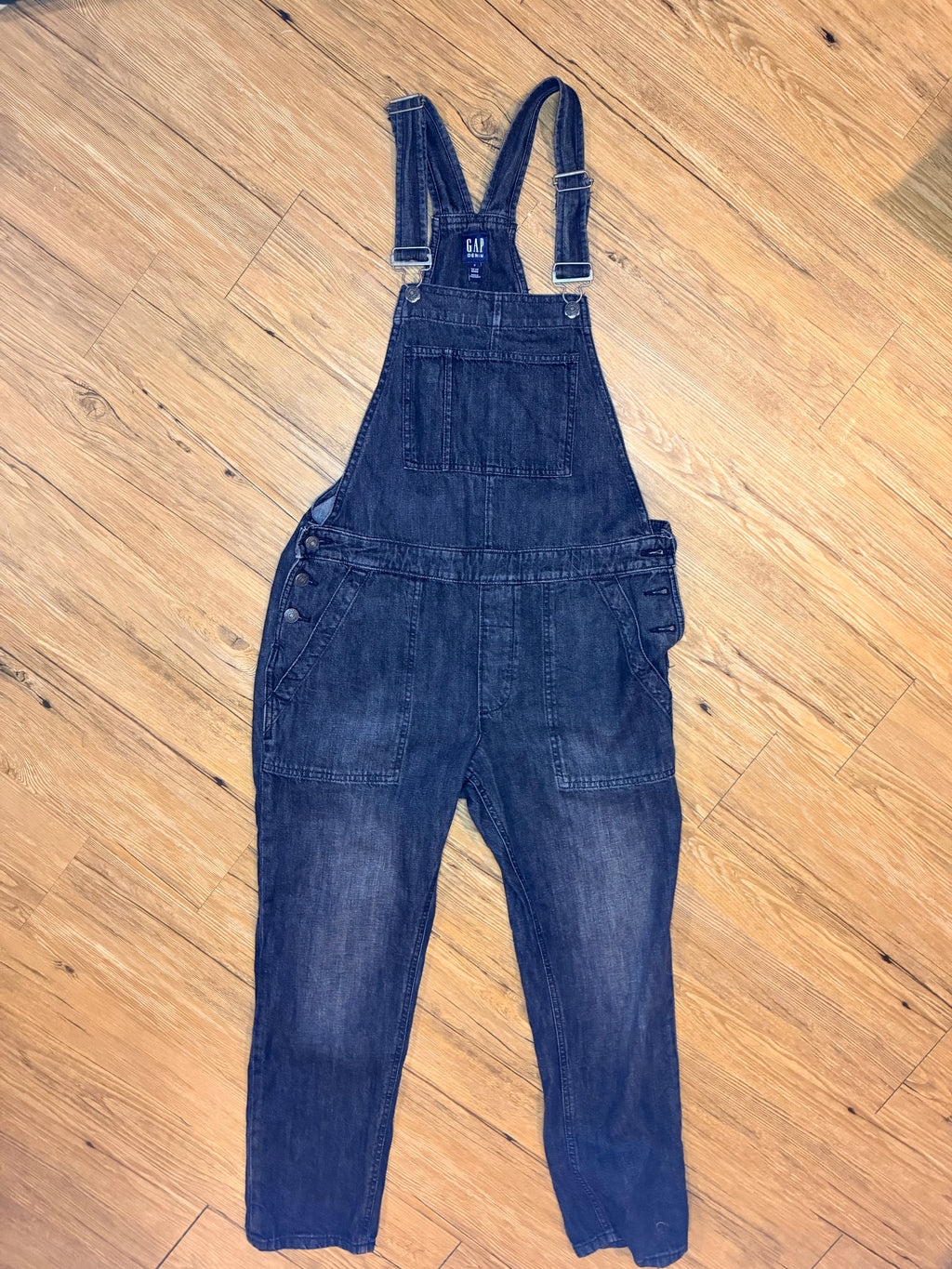 Gap Black Washed Denim Overalls, Size S