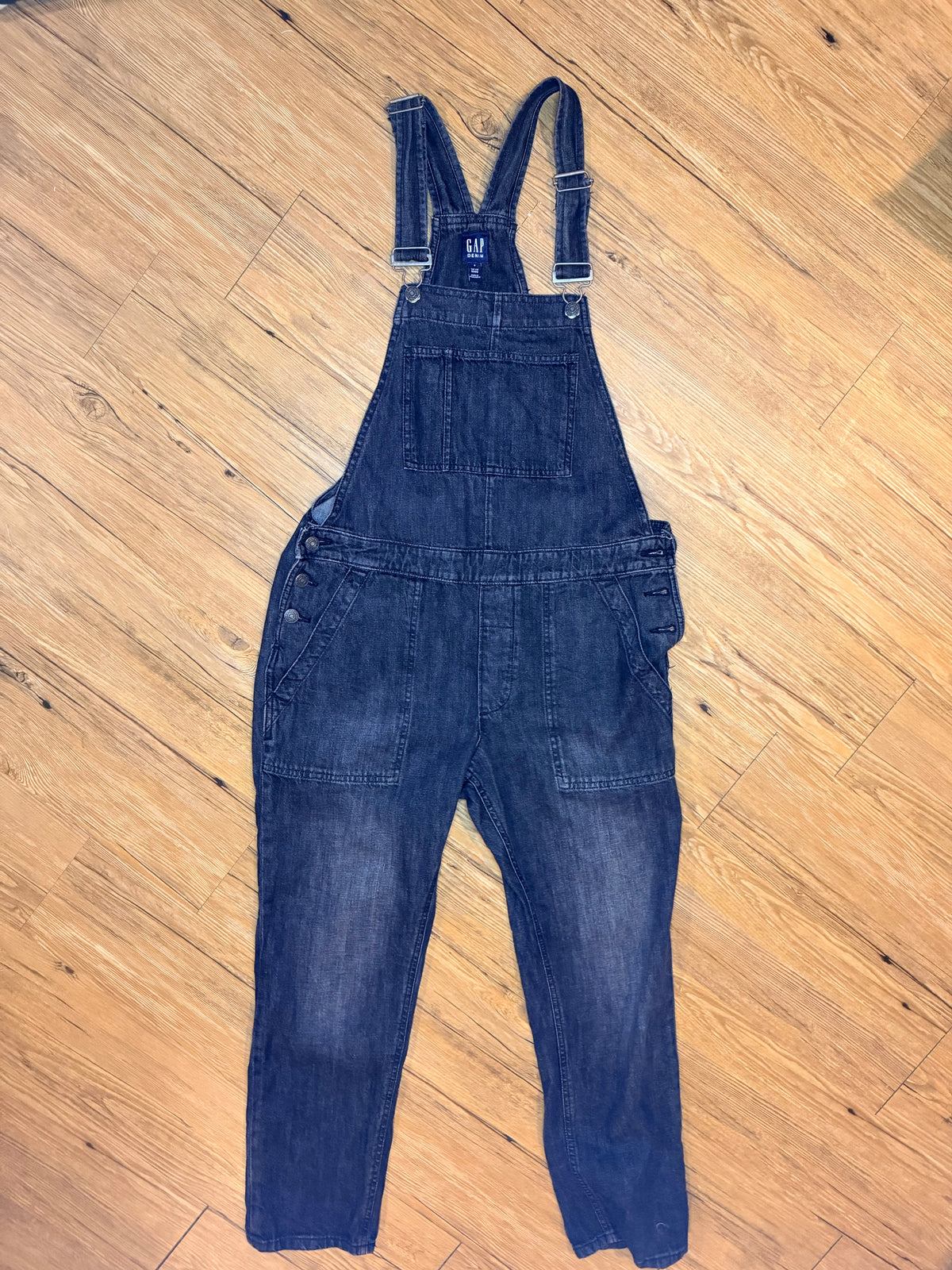 Gap Black Washed Denim Overalls, Size S