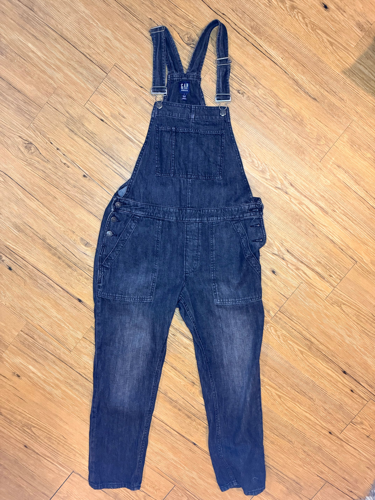 Gap Black Washed Denim Overalls, Size S